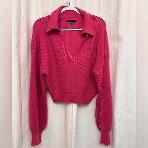 Blue Blush Fuchsia V-Neck Sweater